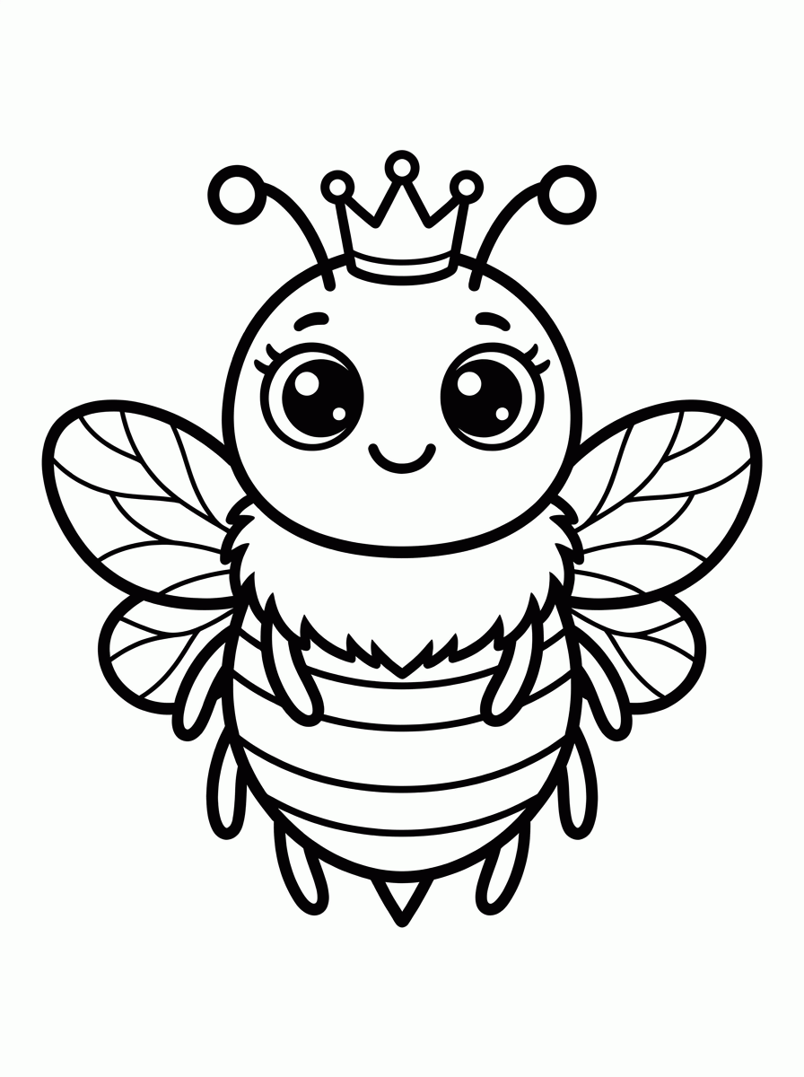 Abelha Rainha com Coroa para colorir