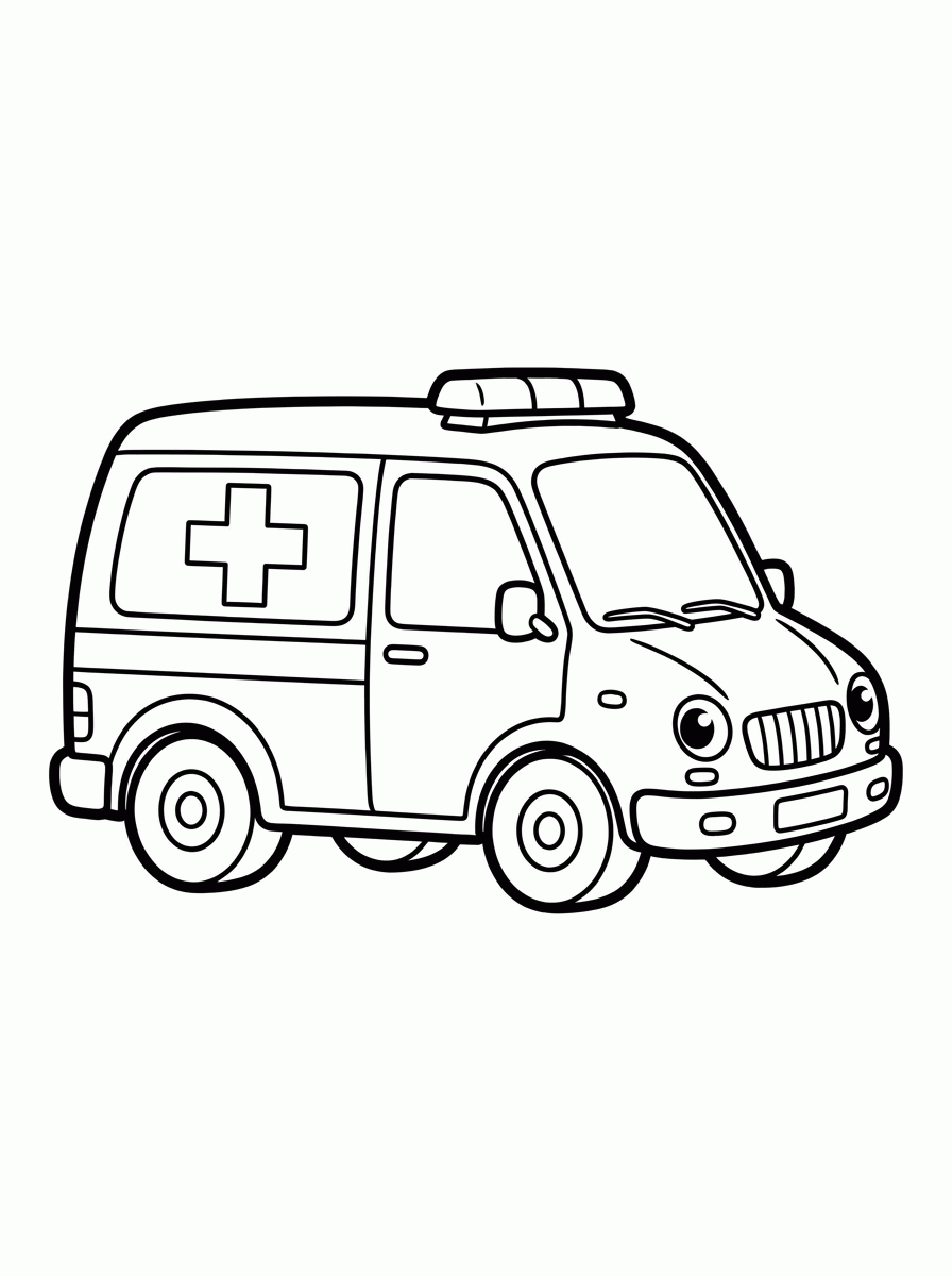 Ambulância com Cruz para colorir