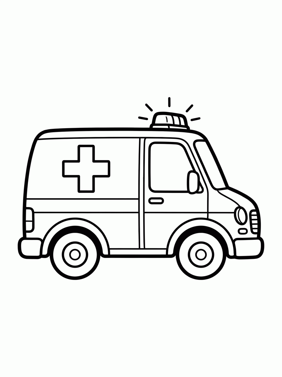 Ambulância com Sirene para colorir