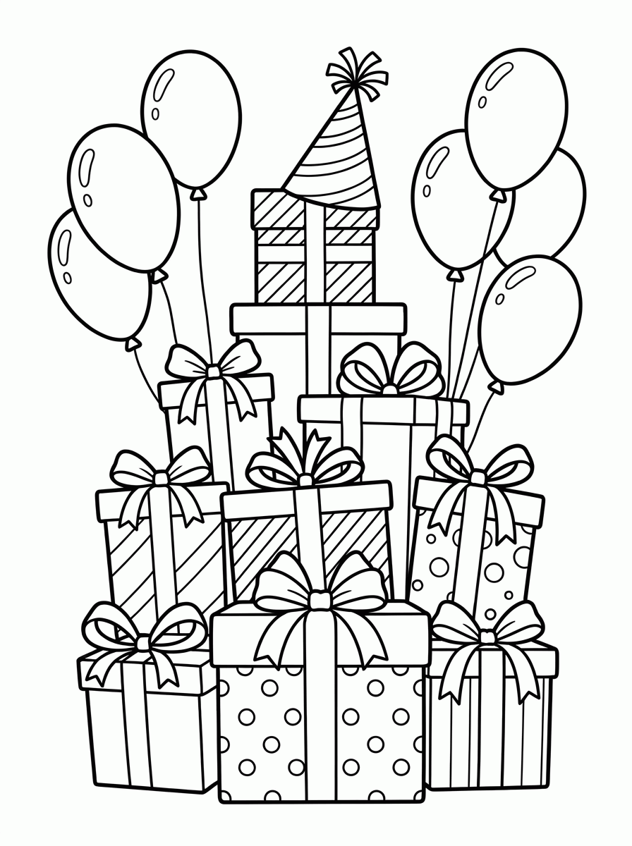 Presentes de Aniversário para colorir