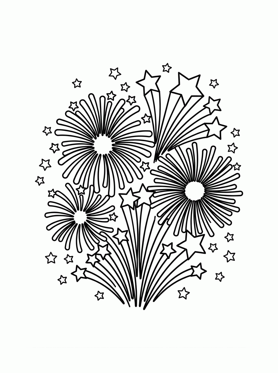 Fogos de Ano Novo para colorir