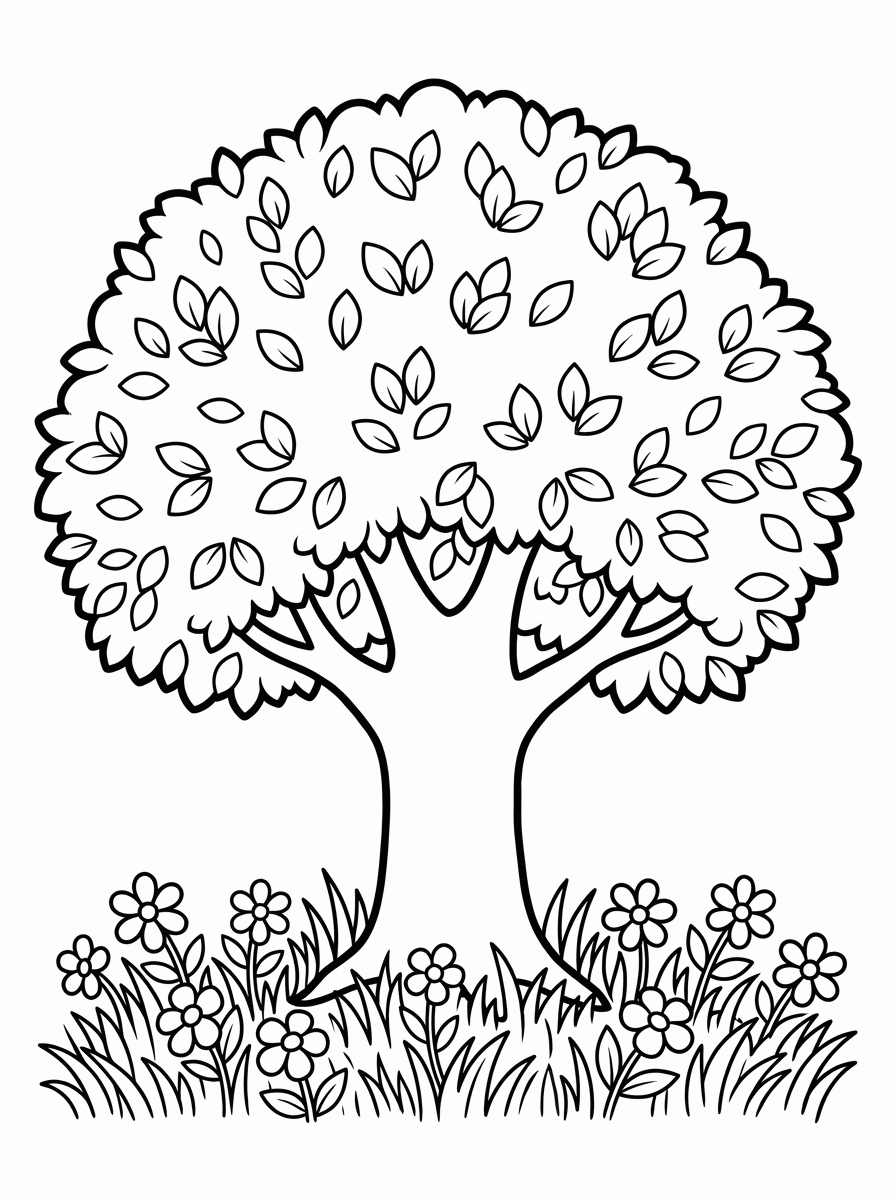 Árvore Frondosa para colorir