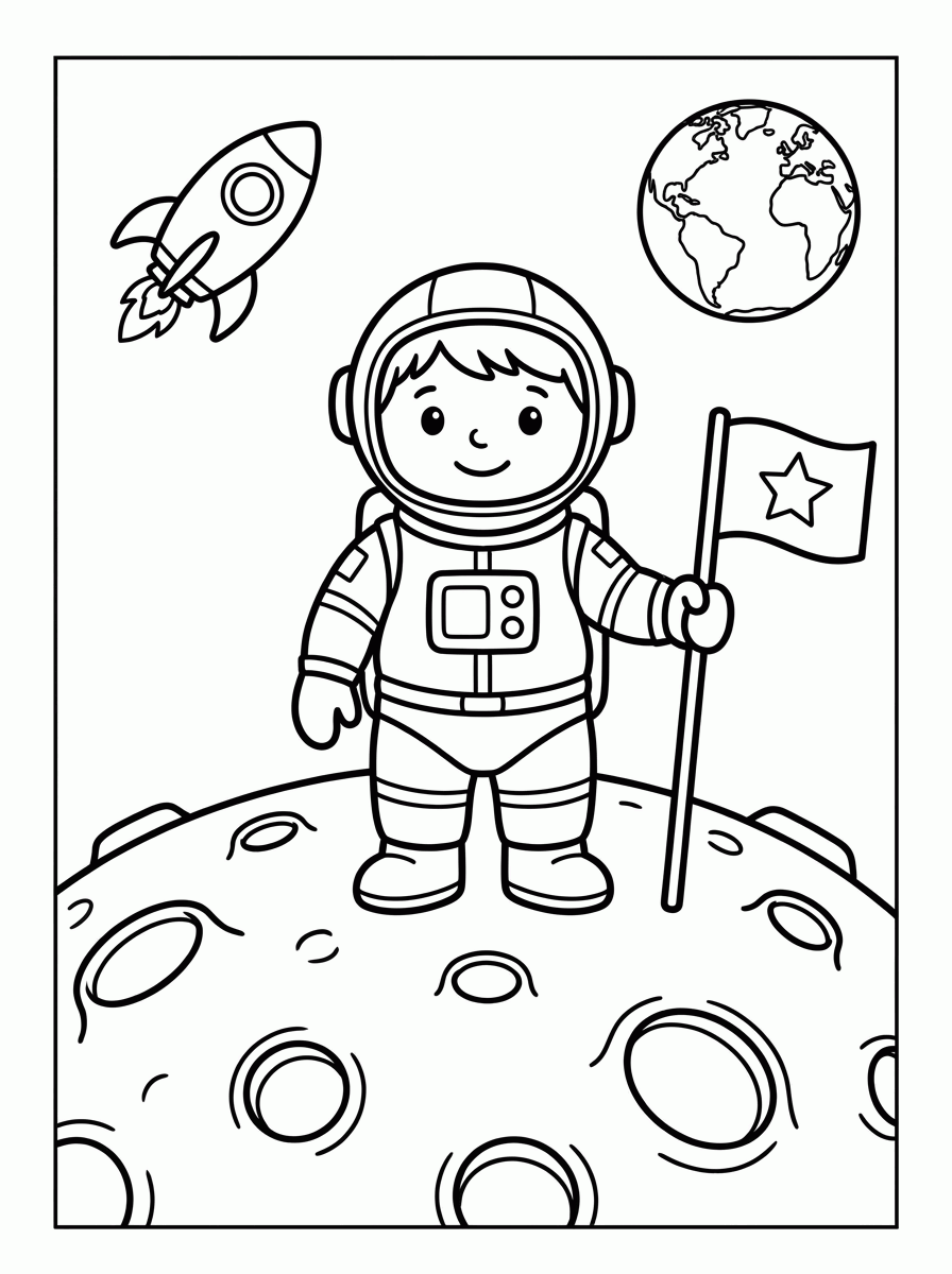 Astronauta na Lua para colorir