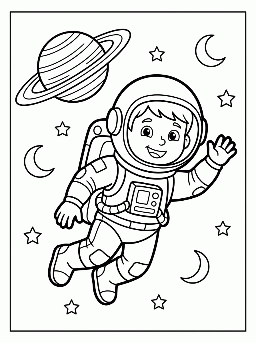 Astronauta no Espaço para colorir