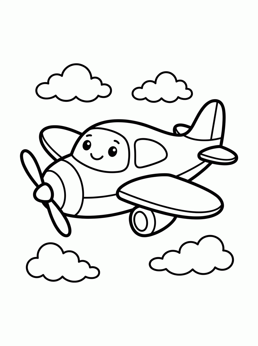 Avião nas Nuvens para colorir