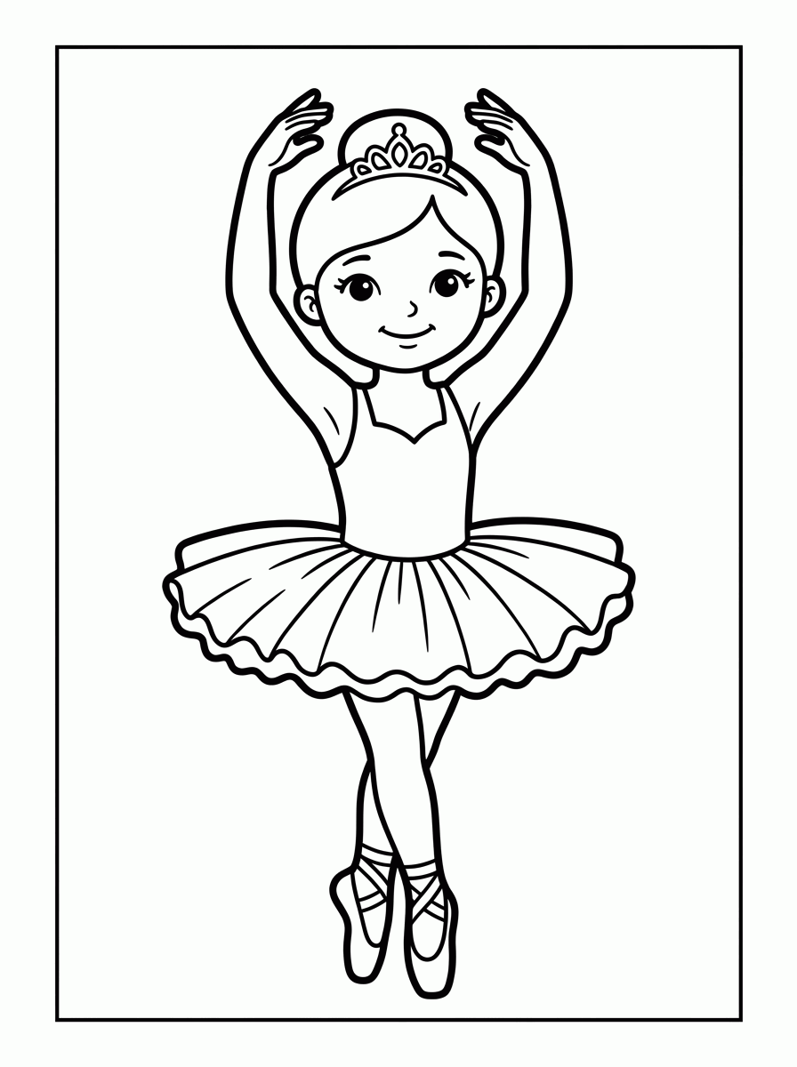 Bailarina com Tutu e Tiara para colorir