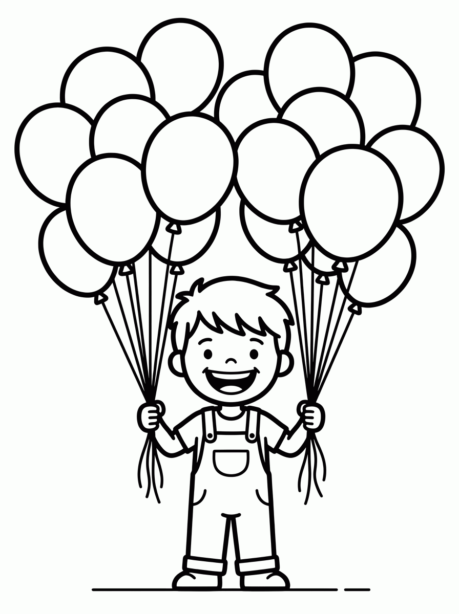 Menino com Balões para colorir
