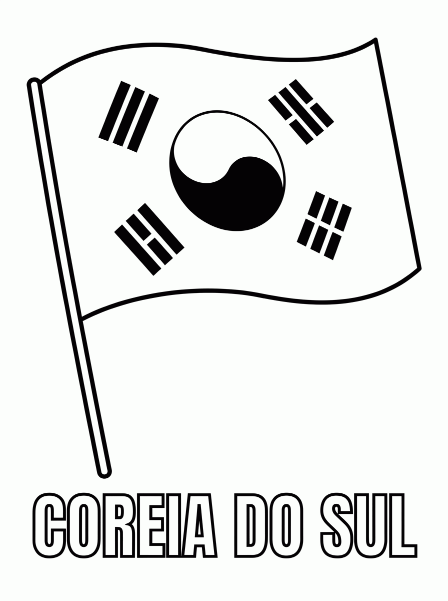 Bandeira da Coreia do Sul para colorir
