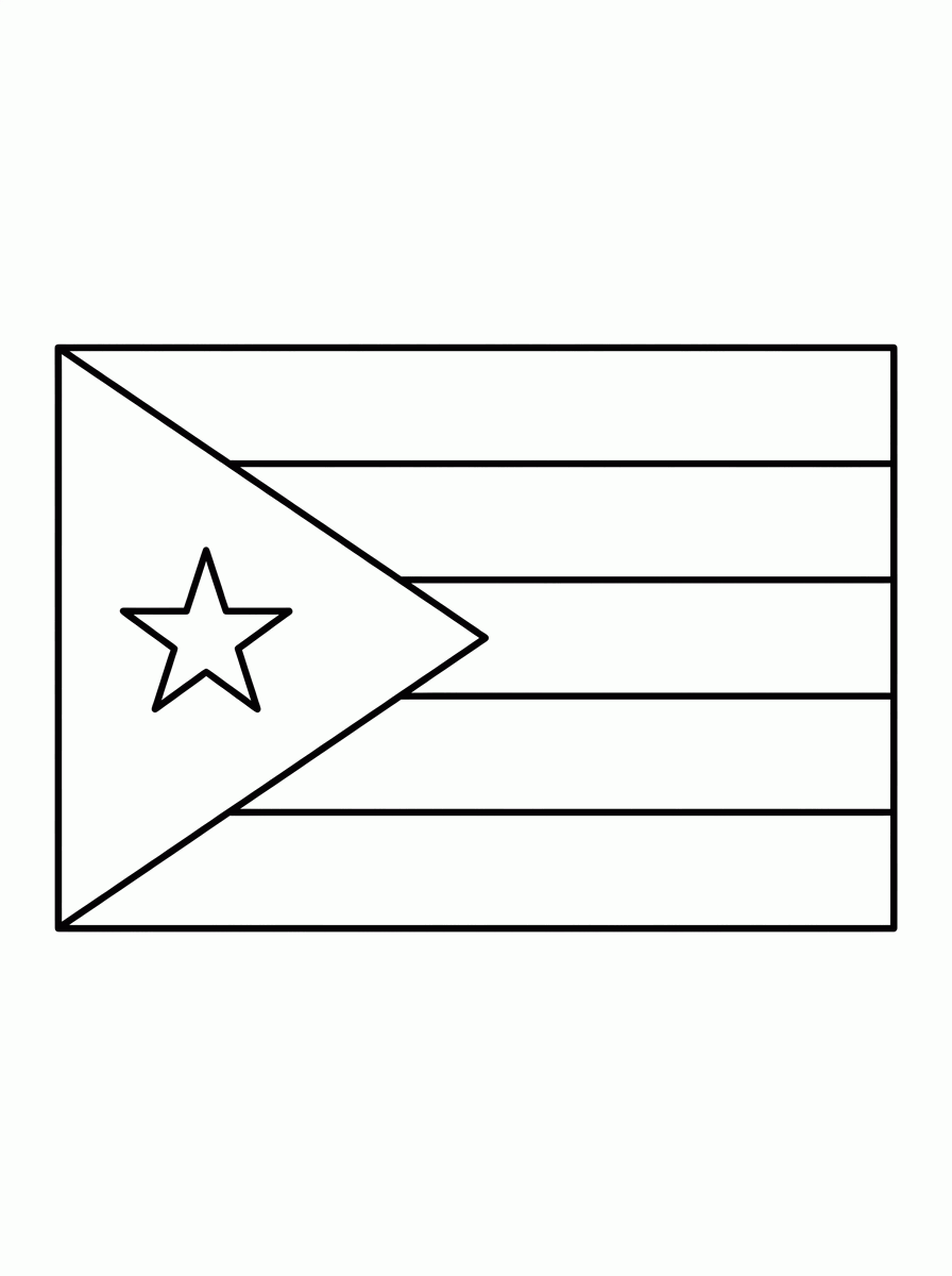 Bandeira de Cuba (Flat) para colorir