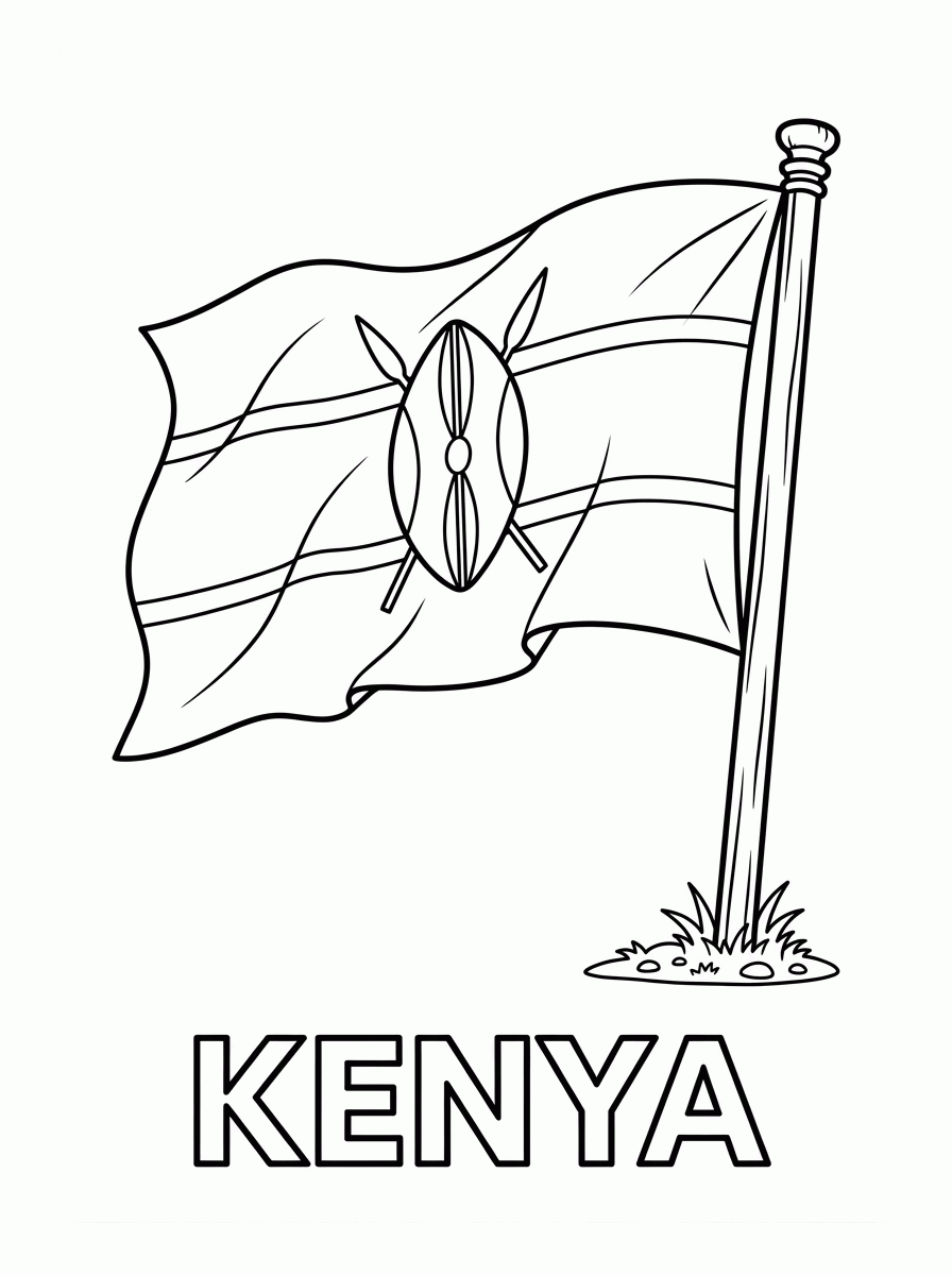 Bandeira do Quênia para colorir