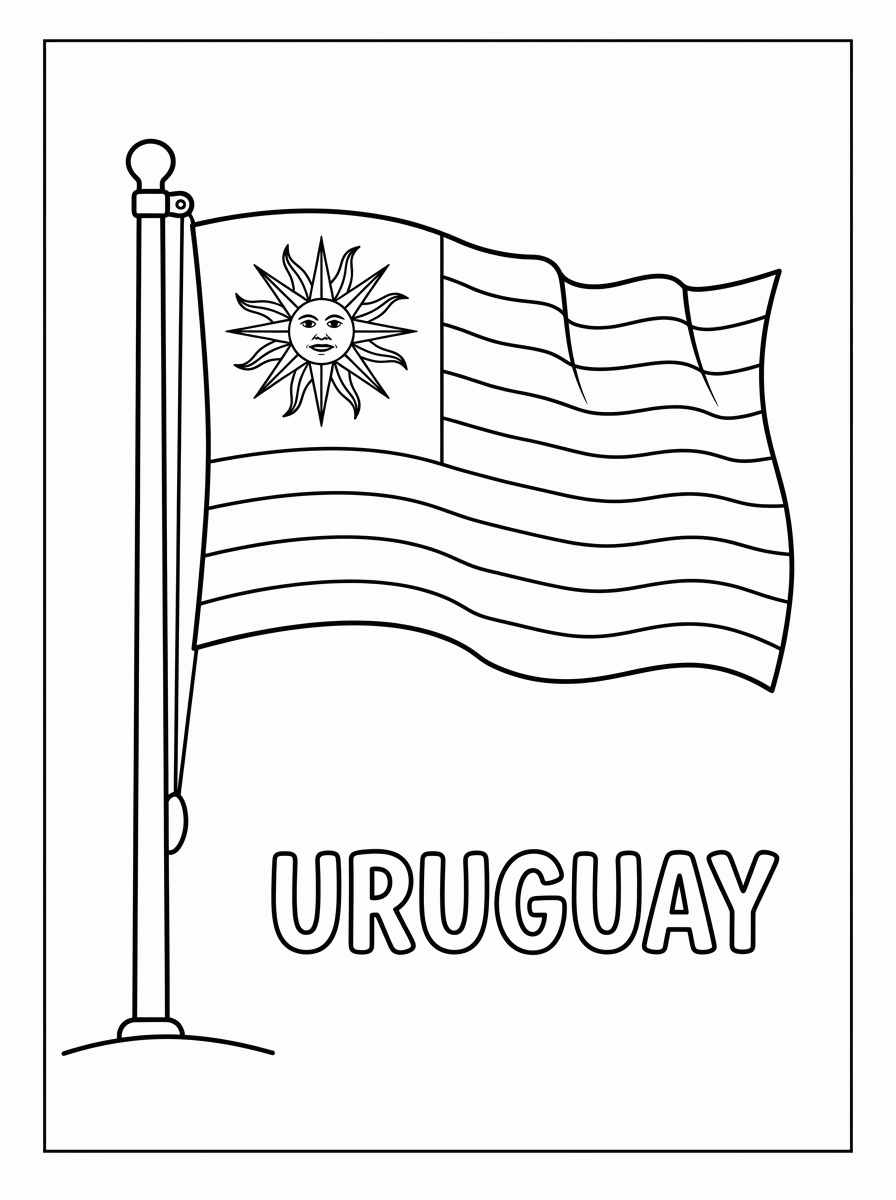Bandeira do Uruguai para colorir