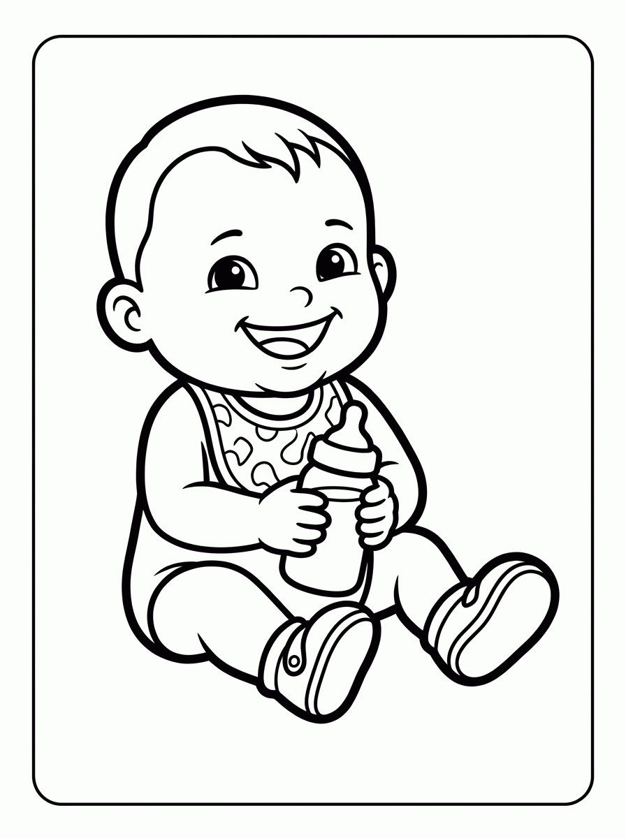 Bebê com Mamadeira para colorir