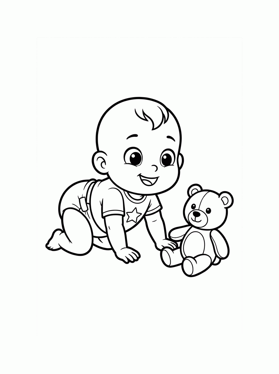 Bebê Engatinhando para colorir