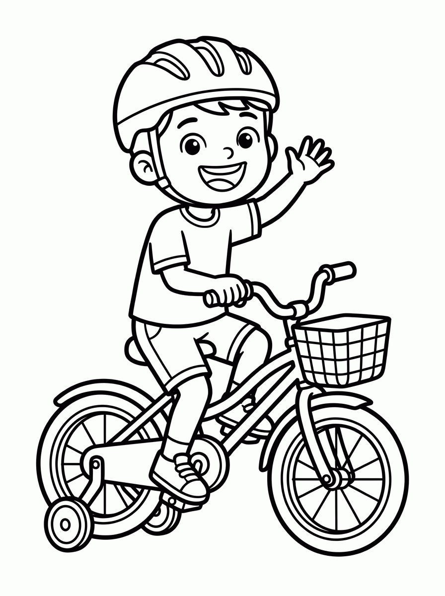 Menino de Bicicleta para colorir