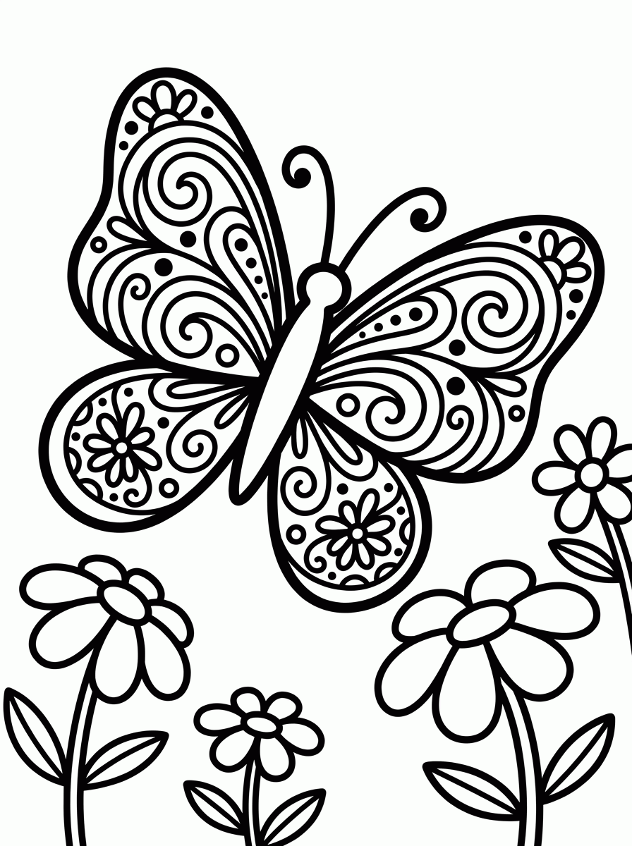 Butterfly in the Garden coloring page