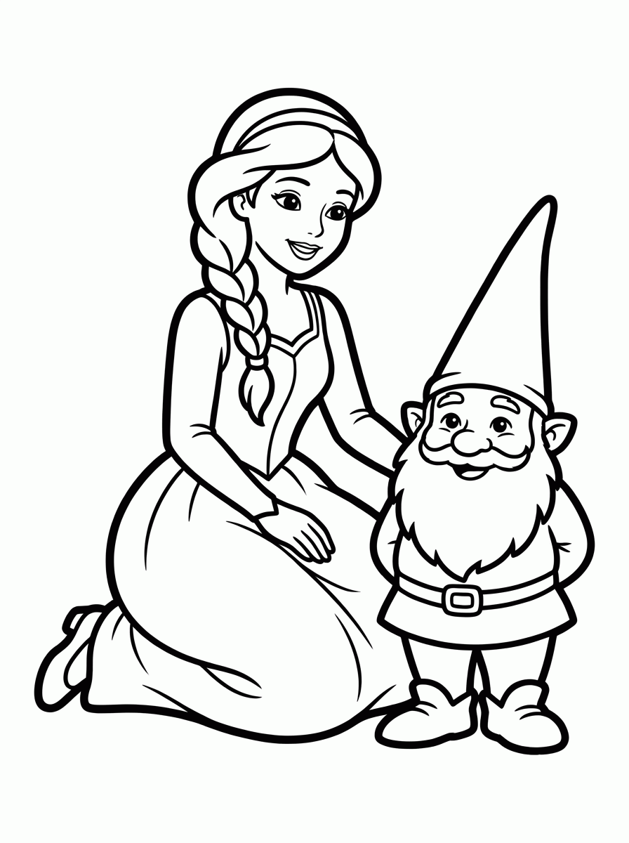 Princesa e o Anãozinho para colorir
