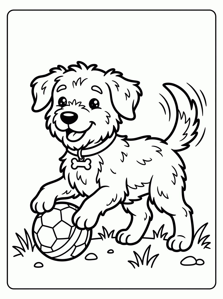 Cachorro com Bola para colorir