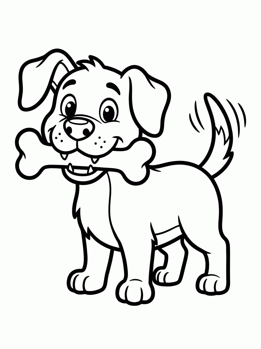 Cachorro com Osso para colorir
