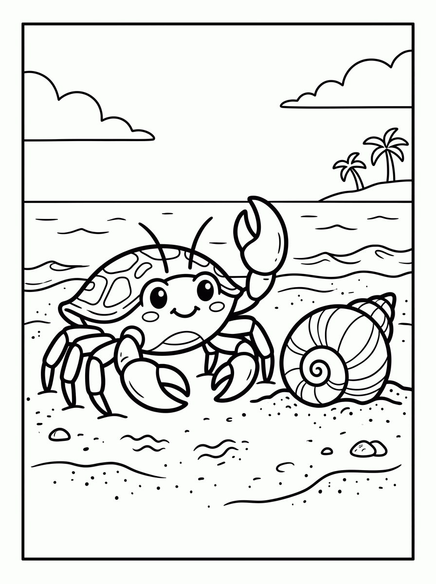 Caranguejinho e a Concha para colorir