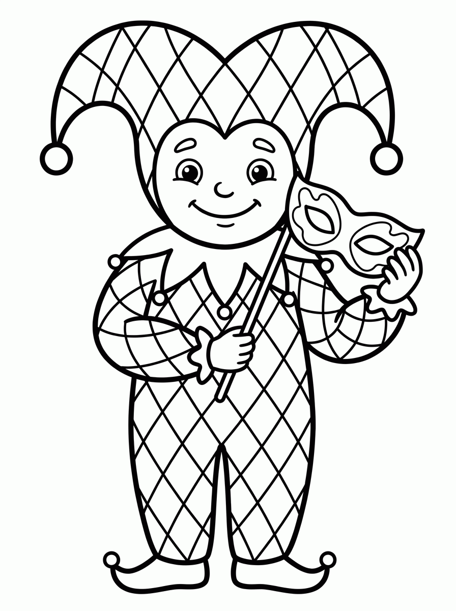 Arlequim de Carnaval para colorir