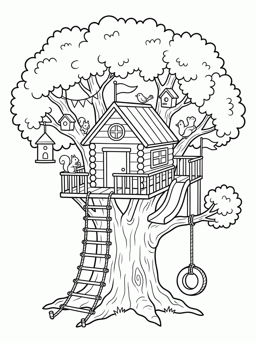 Casa na Árvore para colorir