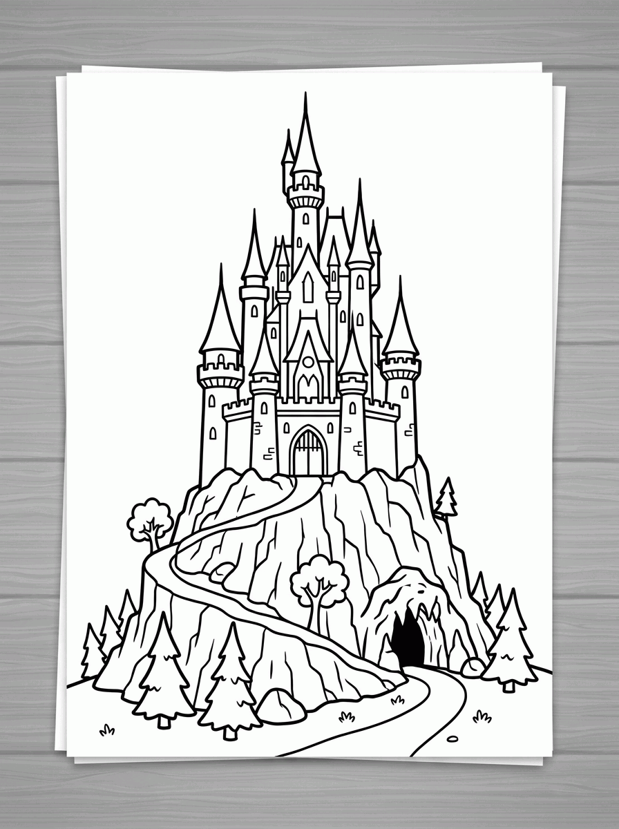 Castelo na Montanha para colorir