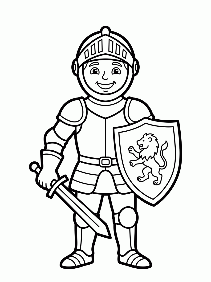 Cavaleiro com Escudo para colorir