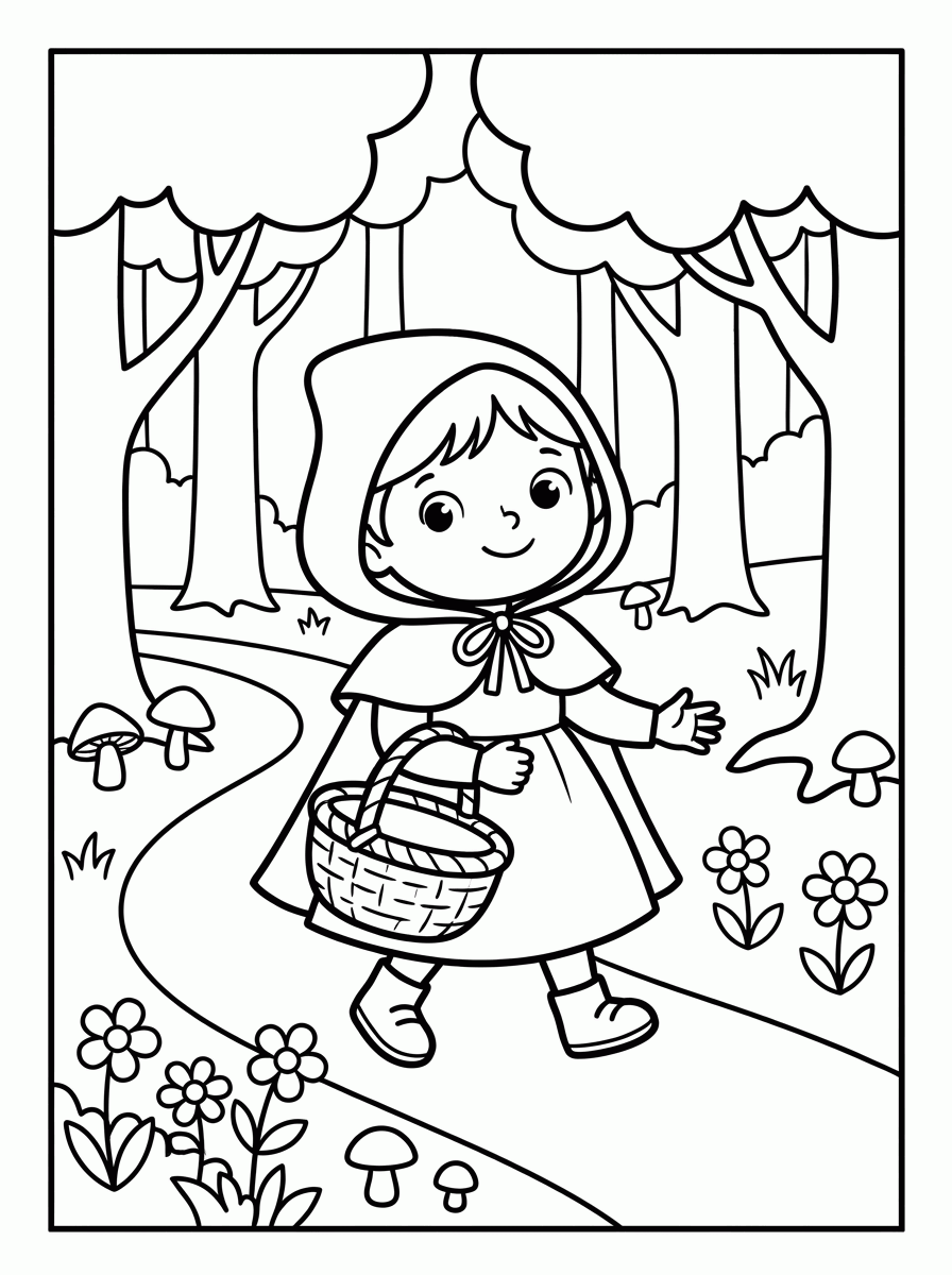 Chapeuzinho na Floresta para colorir