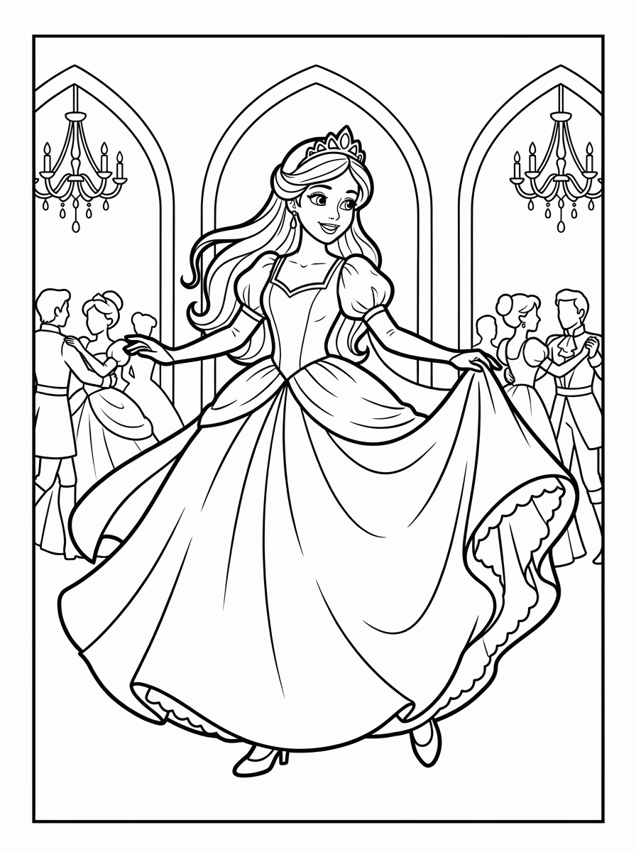 Cinderela no Baile para colorir