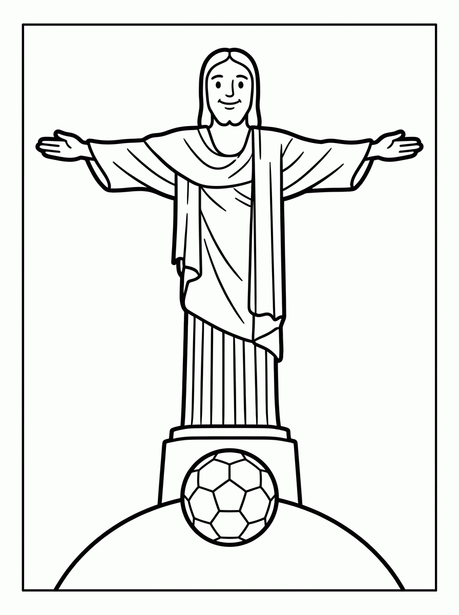 Cristo Redentor com Bola para colorir