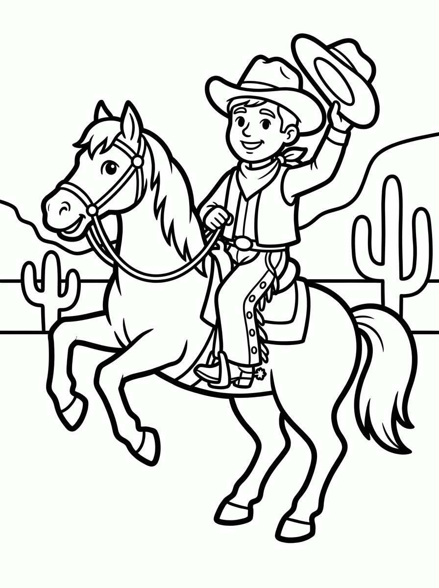 Cowboy no Cavalo para colorir