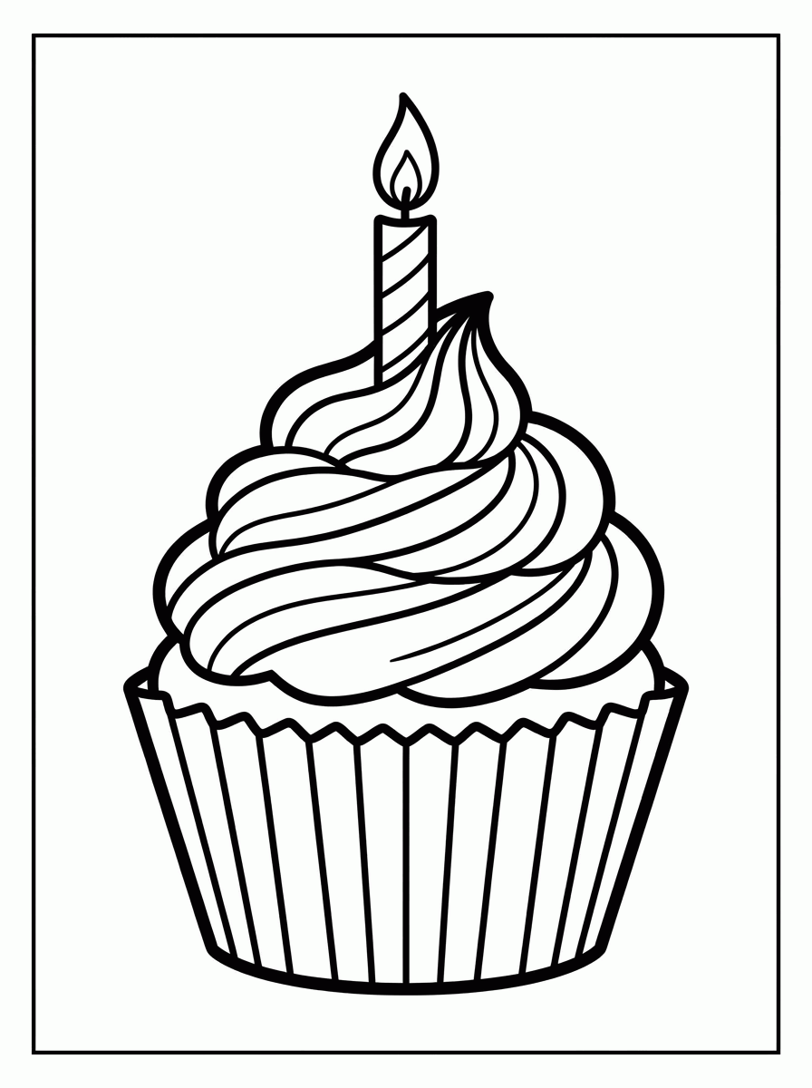 Cupcake de Aniversário para colorir