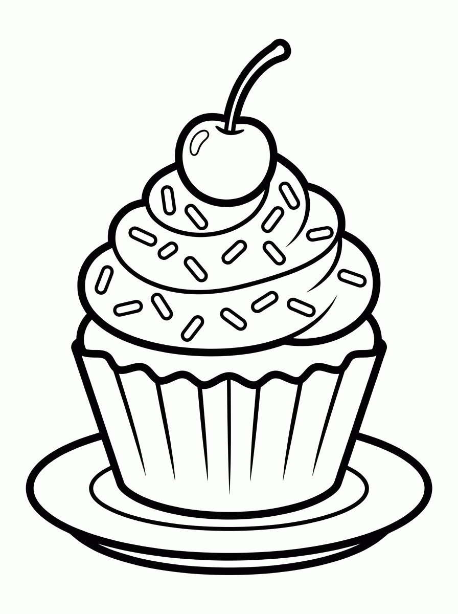 Cupcake com Cereja para colorir