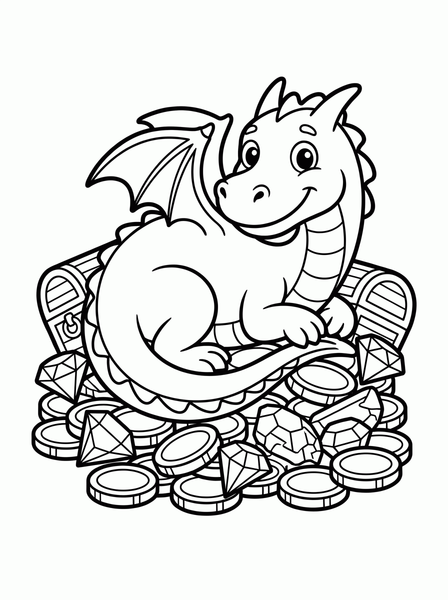 Dragão no Tesouro para colorir
