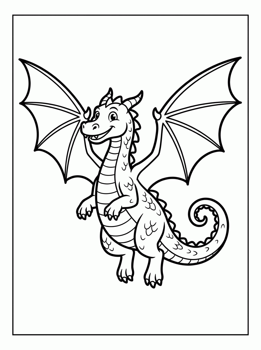 Dragão Voando para colorir
