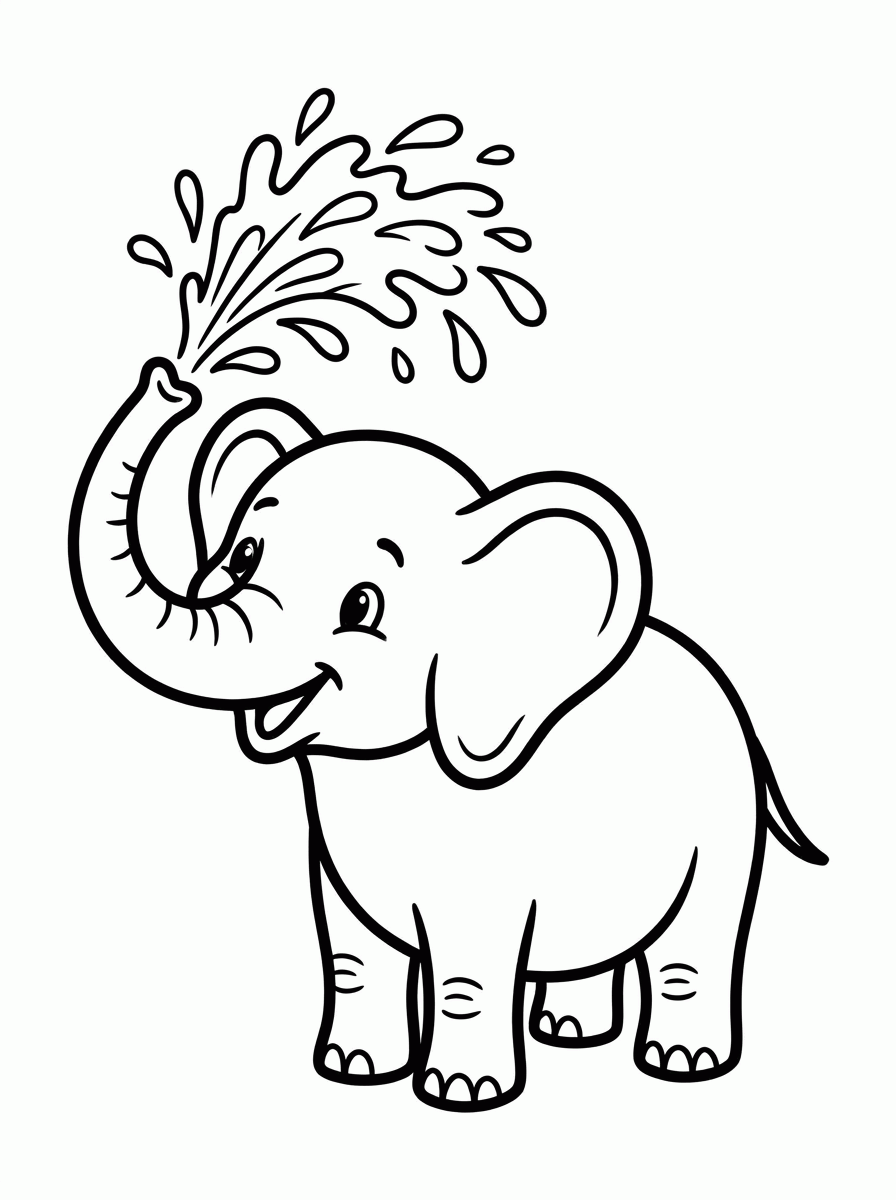 Elefante Esguichando Água para colorir