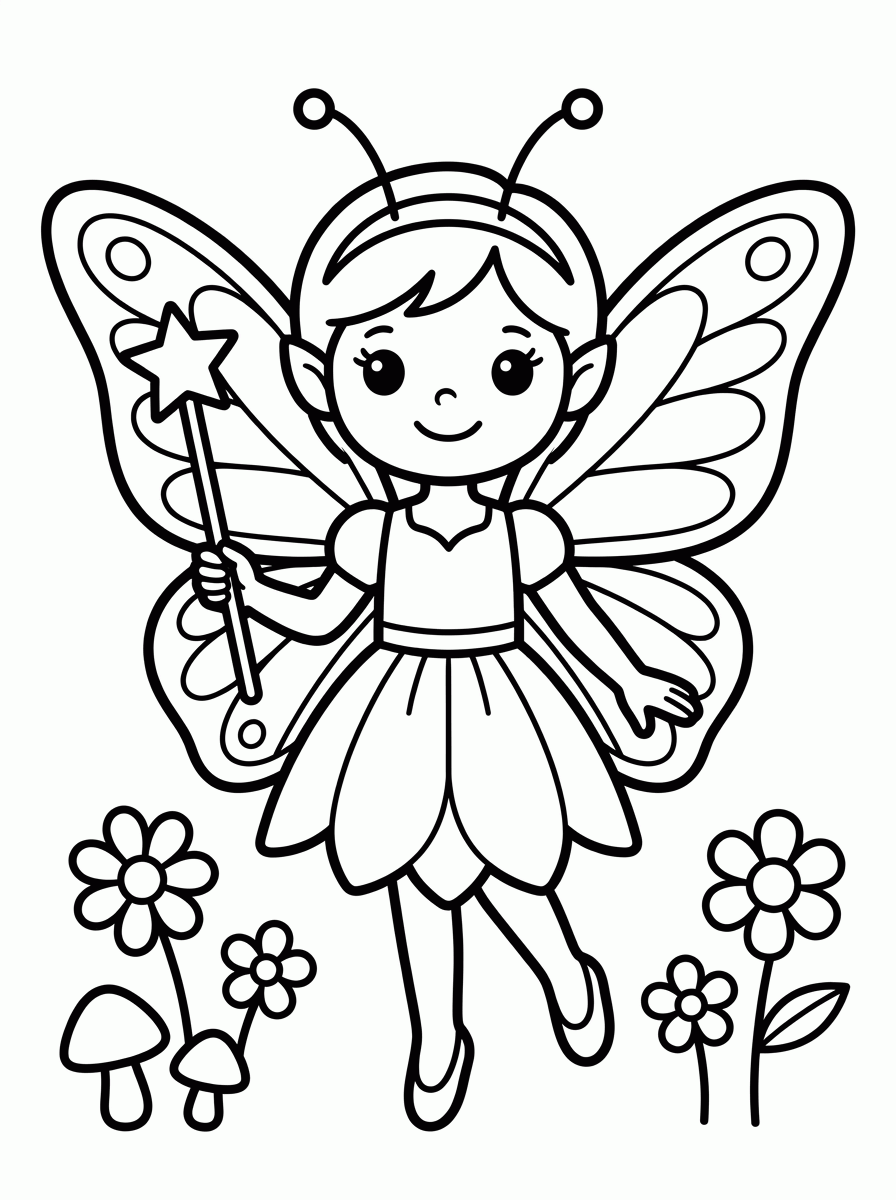 Fada com Varinha Mágica para colorir