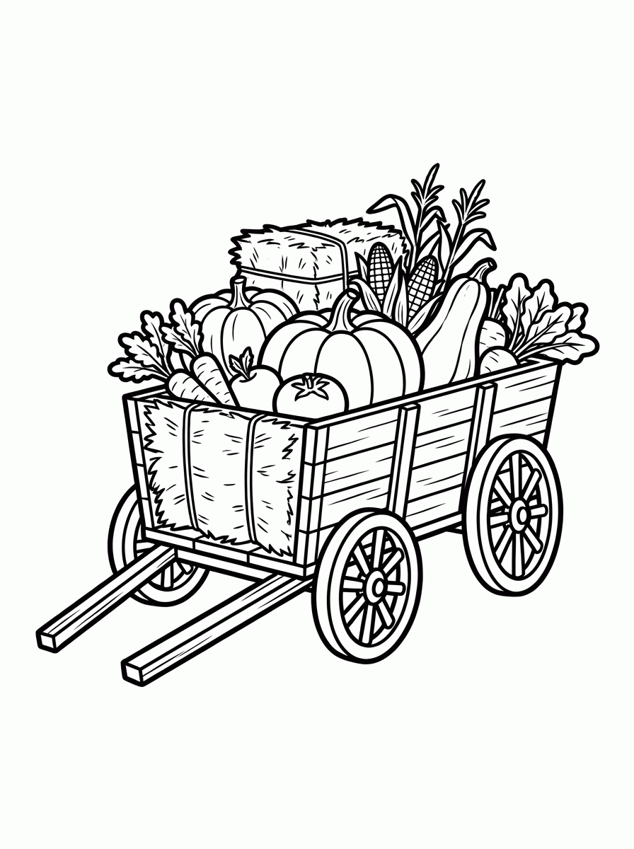 Carroça de Feno para colorir