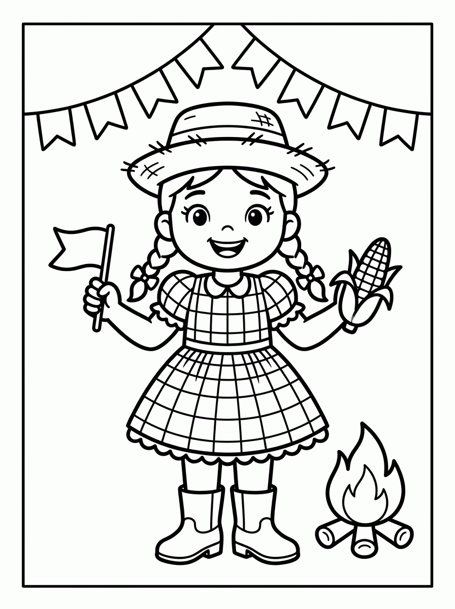 Menina Caipira para colorir