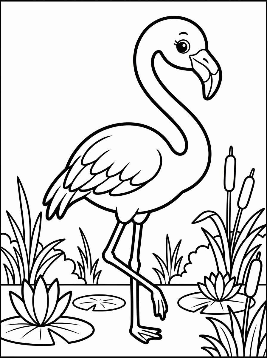 Flamingo no Lago para colorir