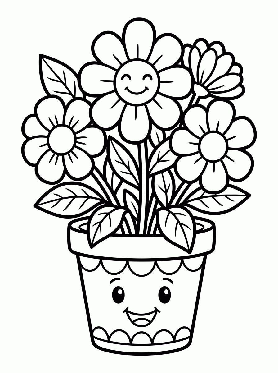 Flor no Vaso para colorir