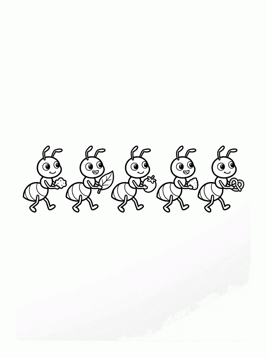 Fila de Formigas para colorir