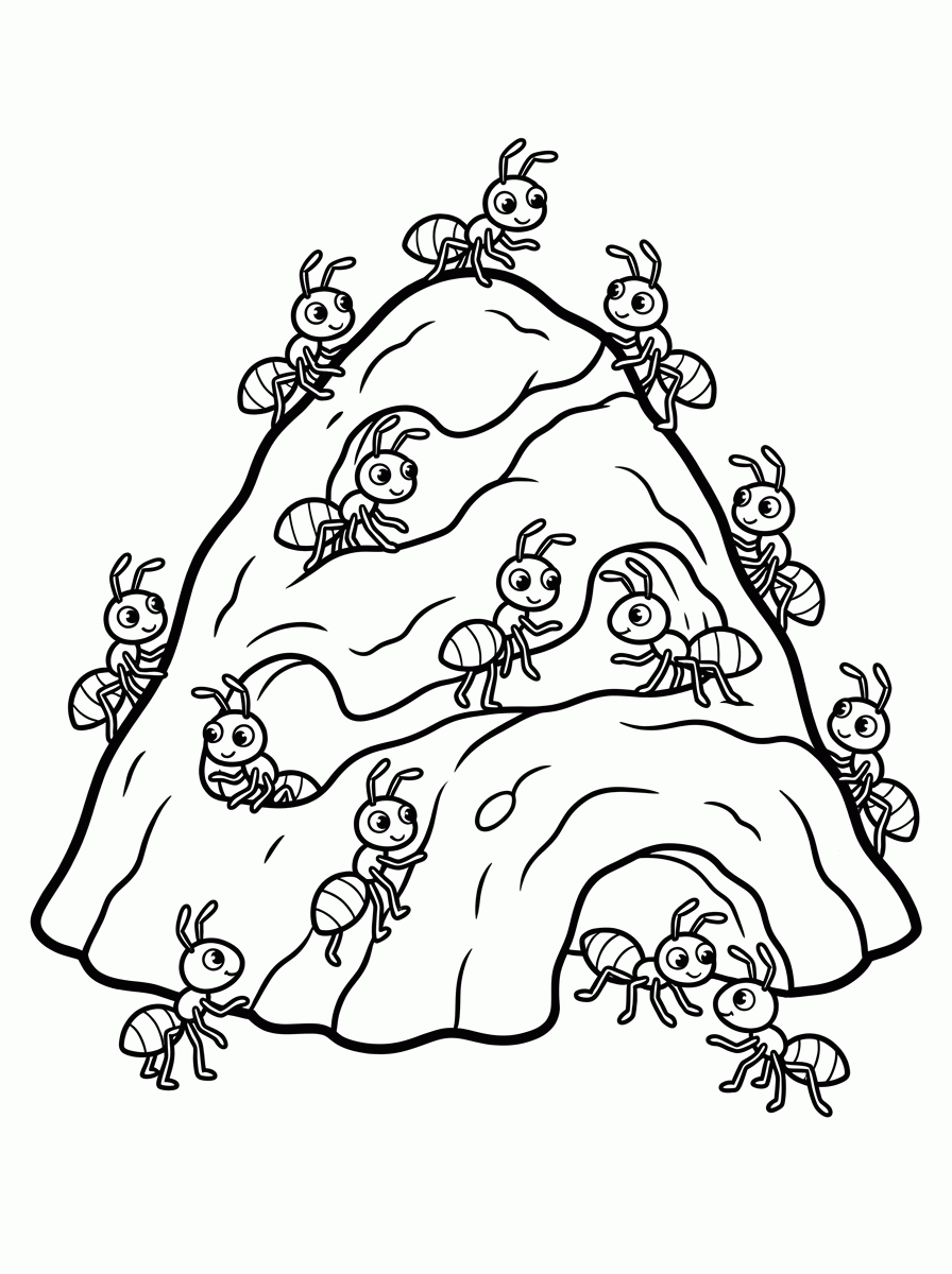 Formigueiro para colorir