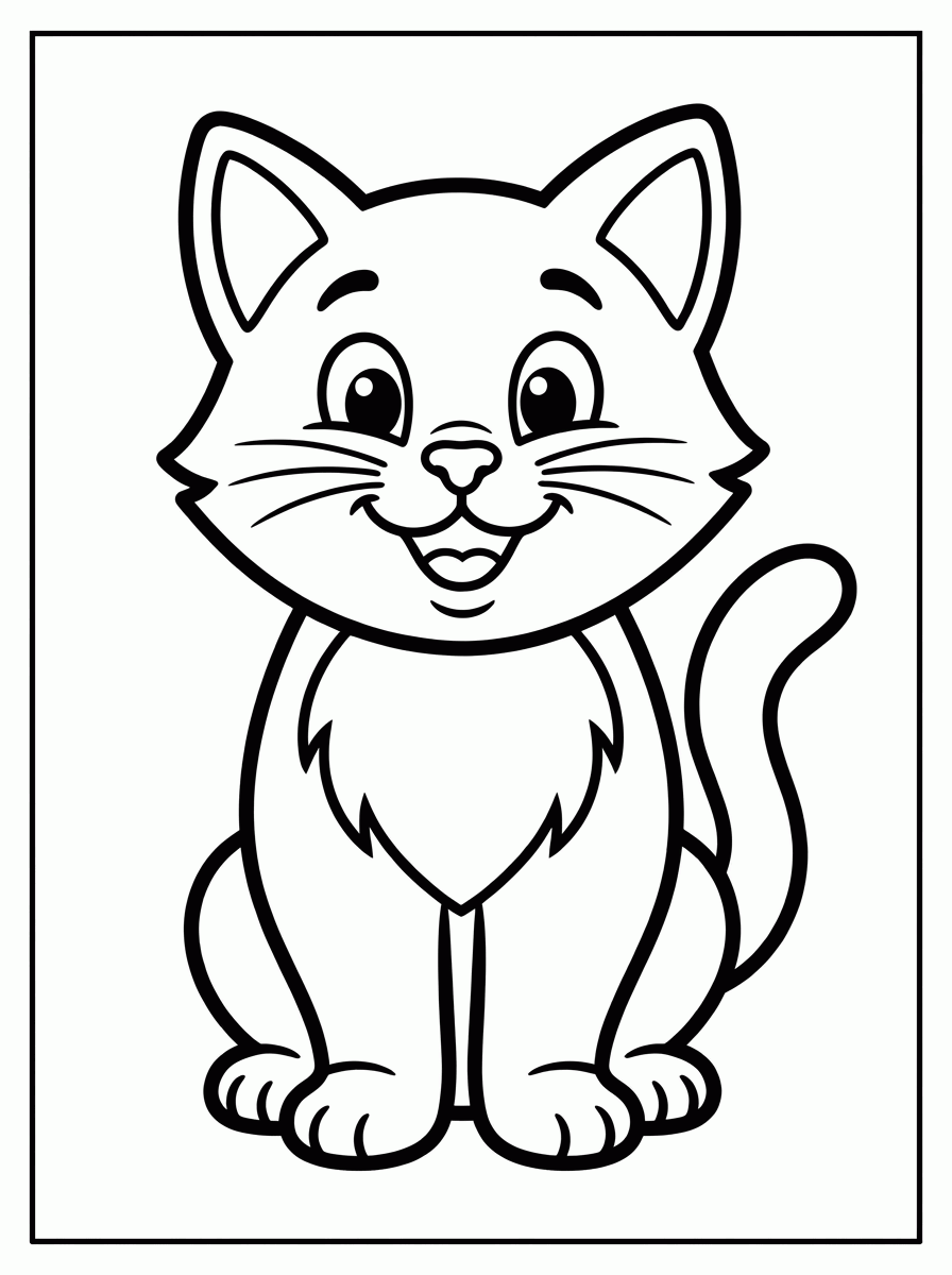 Lindo Gato Sentado para colorear