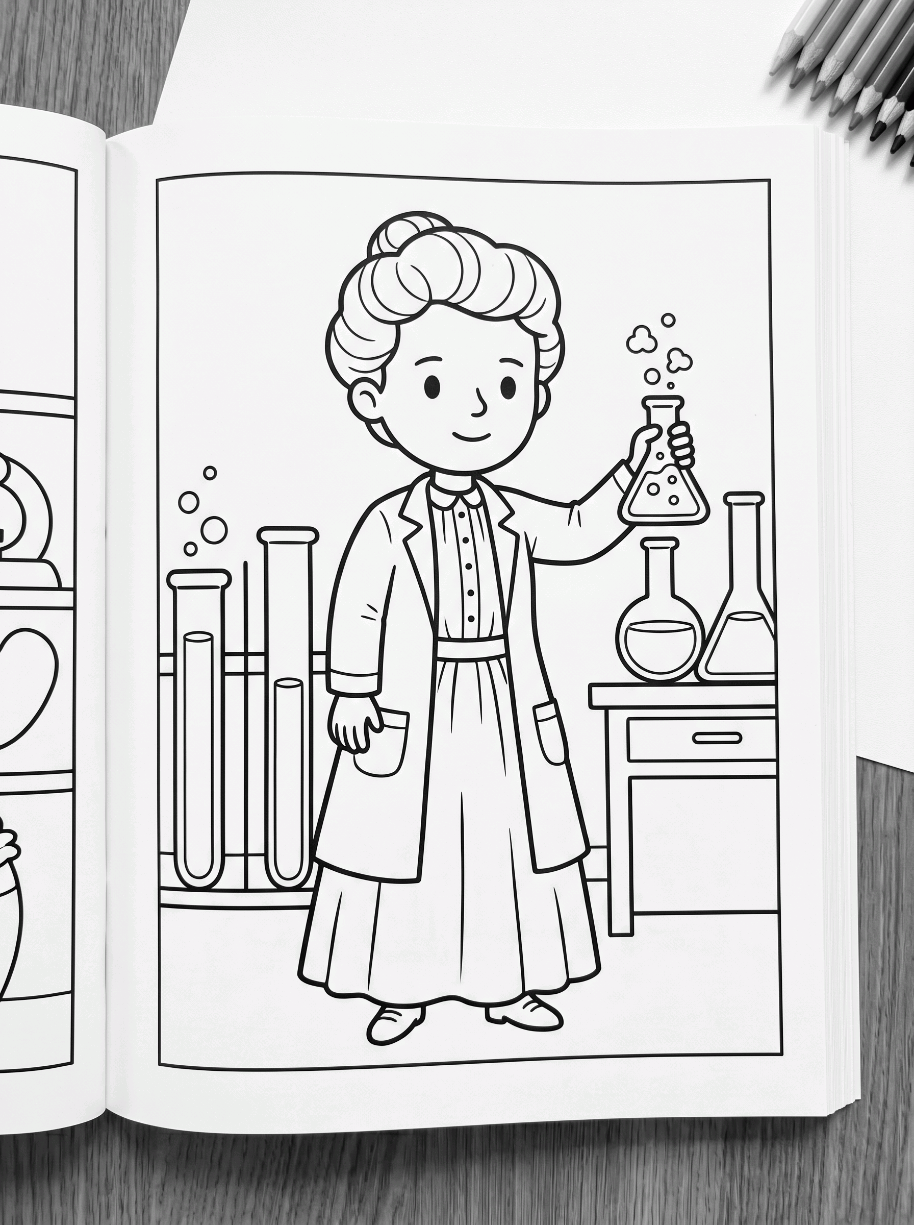 Marie Curie para colorir