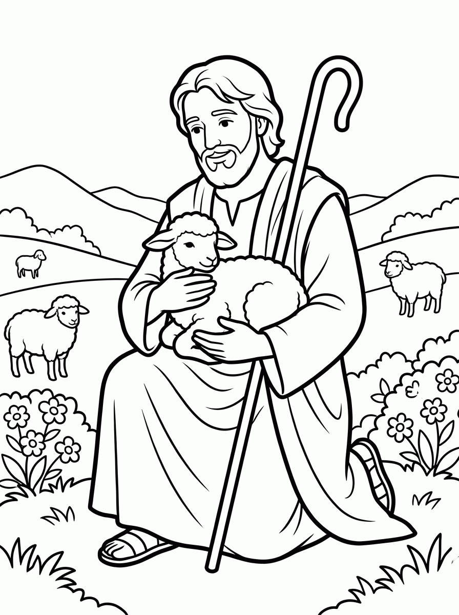 O Bom Pastor para colorir