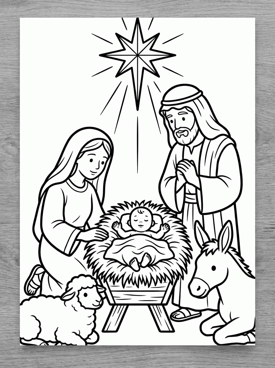 Jesus no Presépio para colorir