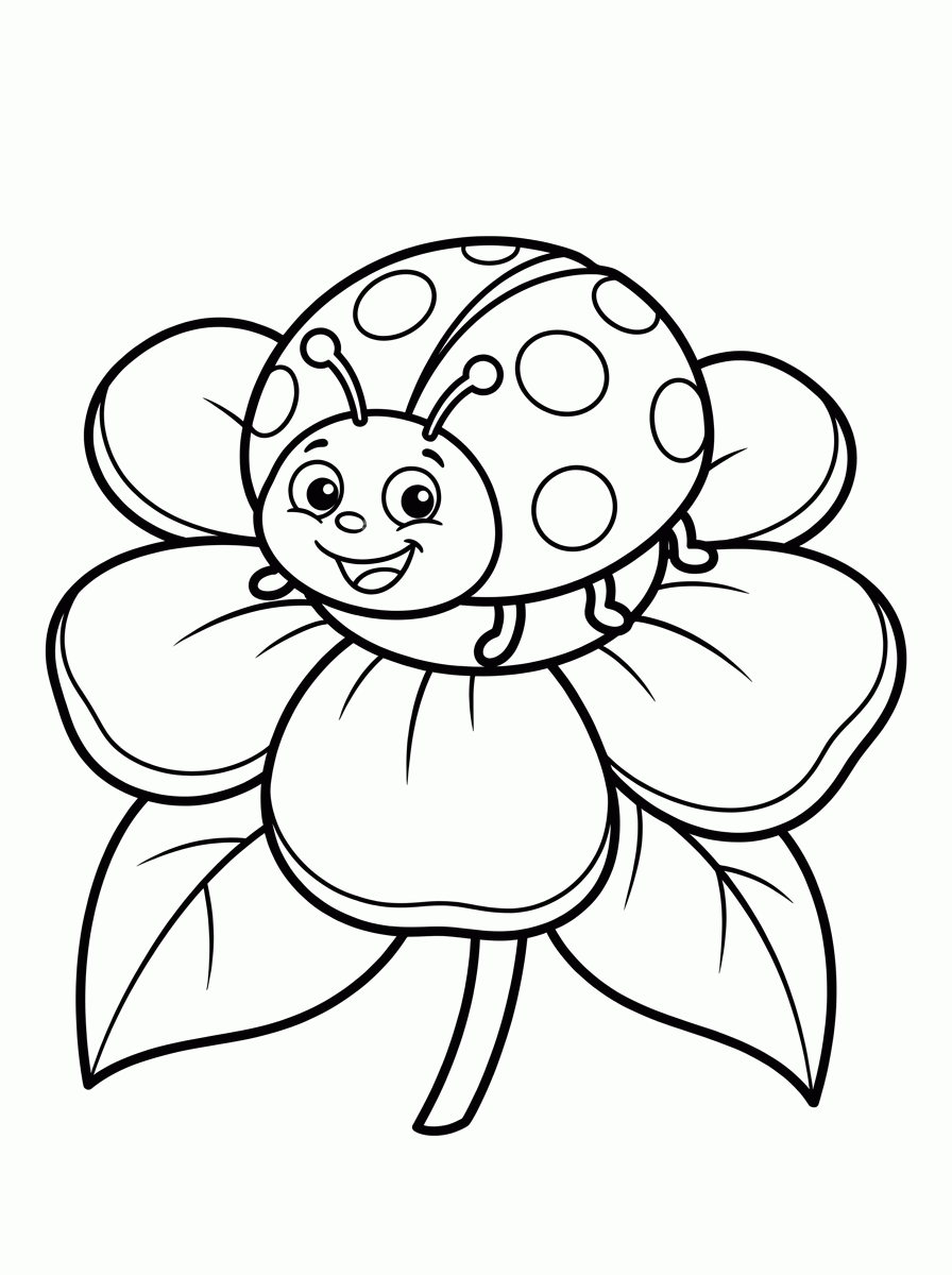 Joaninha na Flor para colorir