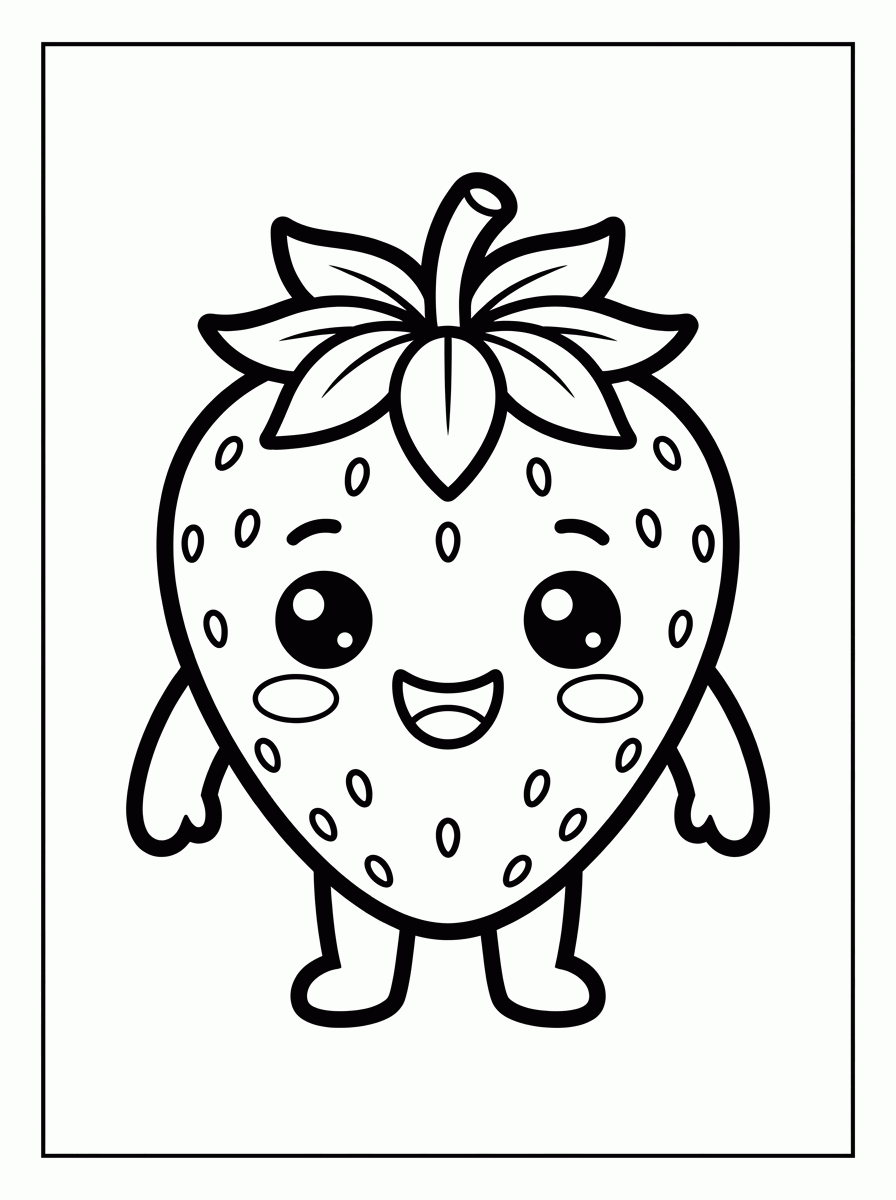 Morango Kawaii para colorir