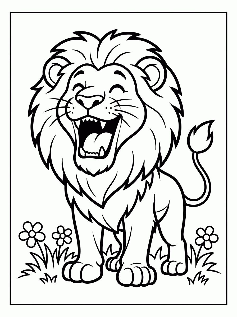 Leão Rugindo para colorir